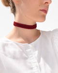 Juliette red fabric choker – burgundy braided choker, handmade in Vienna