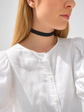 Beatrix blue fabric choker – braided choker necklace, handmade in Vienna